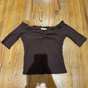 Elegant Dark Brown Off-Shoulder Top